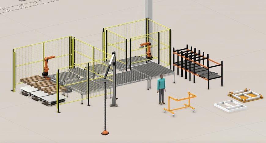 Visual Components Schaufenster Innovation: Simulation der Automatisierung bei der Herstellung von Fenstern